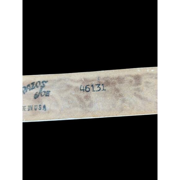 Brazos Joe made in USA tooled floral belt 46131 cream leather - Picture 10 of 13